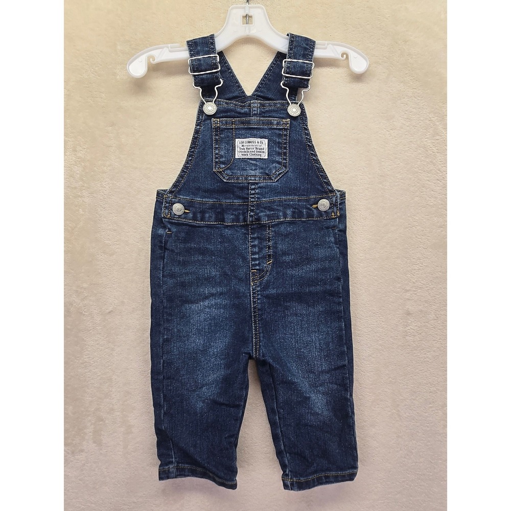 Levi Strauss & Co Infant Denim Overalls Dark Wash Blue Size 9M Kidcore Unisex‎